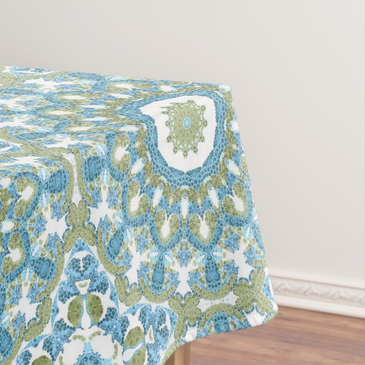 Nahtlose Dekoration in blau-grün, weiß dekoriert Tischdecke (Beispiel)