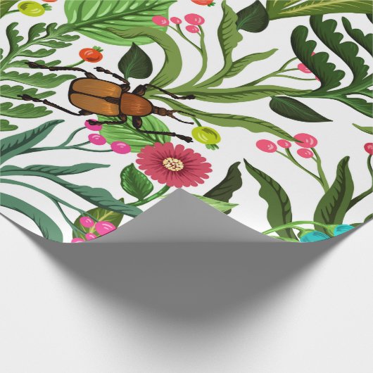 Nahtlose Dekoration mit Pflanze und Insekten Geschenkpapier (Ecke)