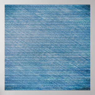Nahtlose Denim-Textur in Jeans' Blau Poster