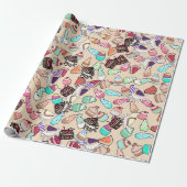 Nahtlose doodle Tortenmuster. Handgezob Geschenkpapier (Ungerollt)