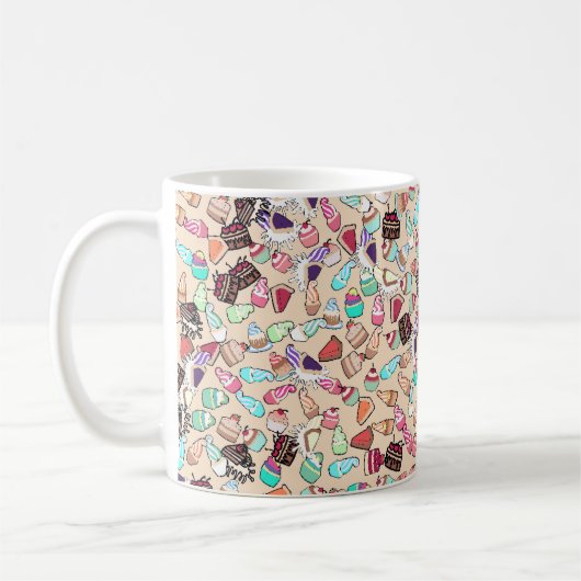 Nahtlose doodle Tortenmuster. Handgezob Kaffeetasse (Links)