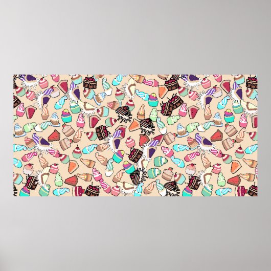 Nahtlose doodle Tortenmuster. Handgezob Poster (Vorne)