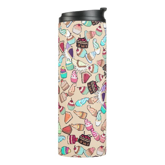 Nahtlose doodle Tortenmuster. Handgezob Thermosbecher (Nach links gedreht)