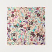 Nahtlose doodle Tortenmuster. Handgezob Wandteppich (Vorderseite (Horizontal))