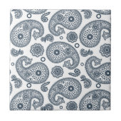 Nahtlose dunkelblaue Paisley-Muster in Weiß Fliese (Vorderseite)