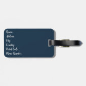 Nahtlose dunkelblaue Paisley-Muster in Weiß Gepäckanhänger (Rückseite horizontal)