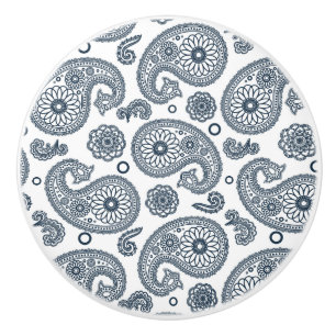 Nahtlose dunkelblaue Paisley-Muster in Weiß Keramikknauf
