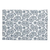Nahtlose dunkelblaue Paisley-Muster in Weiß Kissenbezug (Rückseite)
