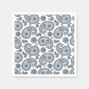 Nahtlose dunkelblaue Paisley-Muster in Weiß Serviette
