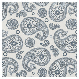 Nahtlose dunkelblaue Paisley-Muster in Weiß Stoff