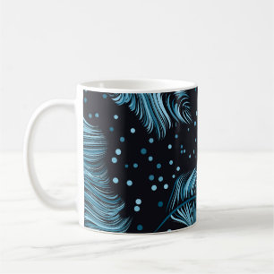 Nahtlose dunkle Federstruktur, abstrakt Vintag. Kaffeetasse