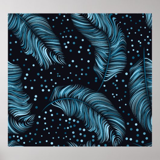 Nahtlose dunkle Federstruktur, abstrakt Vintag. Poster (Vorne)