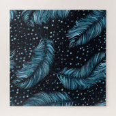 Nahtlose dunkle Federstruktur, abstrakt Vintag. Puzzle (Horizontal)