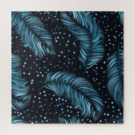 Nahtlose dunkle Federstruktur, abstrakt Vintag. Puzzle (Vertikal)