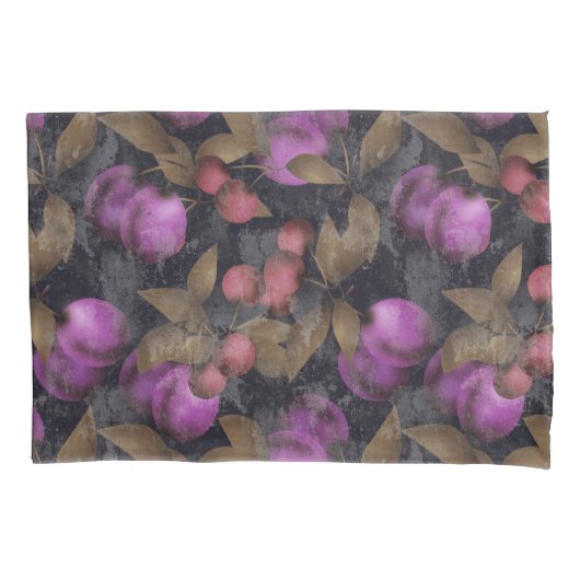 Nahtlose dunkle Pflaume trägt lila Beerenkirschpa Kissenbezug (Vorderseite)