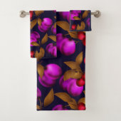 Nahtlose dunkle Pflaumenfrüchte lila Beeren Kirsch Badhandtuch Set (Insitu)