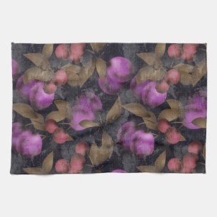 Nahtlose dunkle Pflaumenfrüchte lila Beeren Kirsch Geschirrtuch