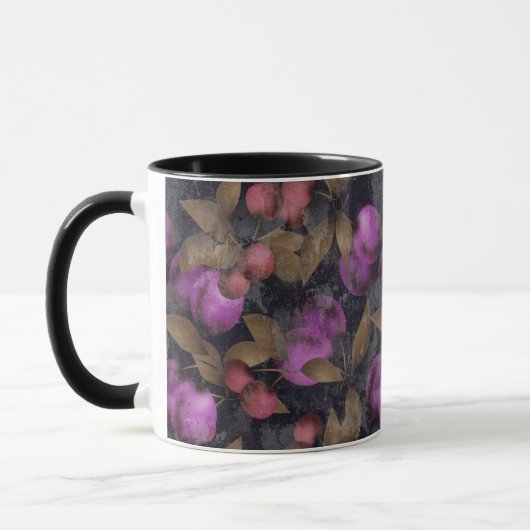 Nahtlose dunkle Pflaumenfrüchte lila Beeren Kirsch Tasse (Links)