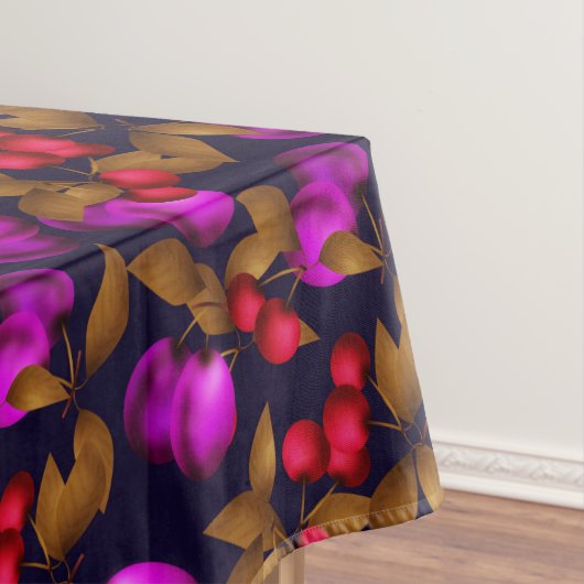 Nahtlose dunkle Pflaumenfrüchte lila Beeren Kirsch Tischdecke (Beispiel)