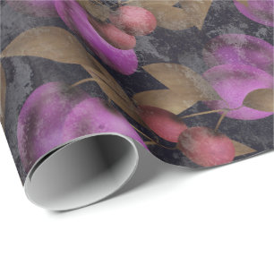 Nahtlose dunkle Pflaumenfrüchte violette Beeren Ki Geschenkpapier