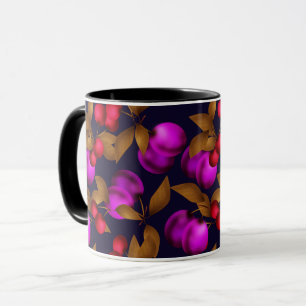 Nahtlose dunkle Pflaumenfrüchte violette Beeren Ki Tasse
