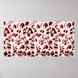Nahtlose, endlose Hand gezogene Wasserfarbenleopar Poster