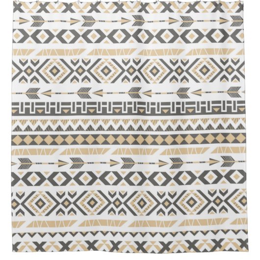 Nahtlose ethnisch-beige Muster. Darstellung Duschvorhang (Vorderseite)