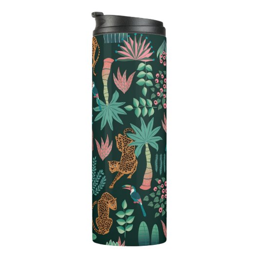 Nahtlose exotische Dschungelmuster Thermosbecher (Nach rechts gedreht)