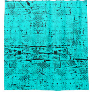 Nahtlose Farbe grunge türkis. Halftone-Elemente Duschvorhang