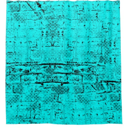Nahtlose Farbe grunge türkis. Halftone-Elemente Duschvorhang (Vorderseite)