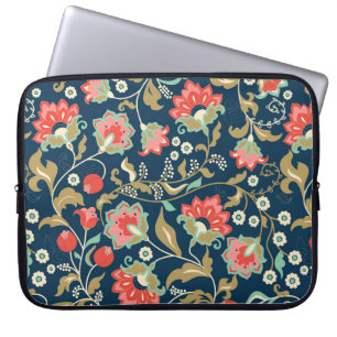 Nahtlose farbenfrohe Blumenmuster im Volksstil Laptopschutzhülle