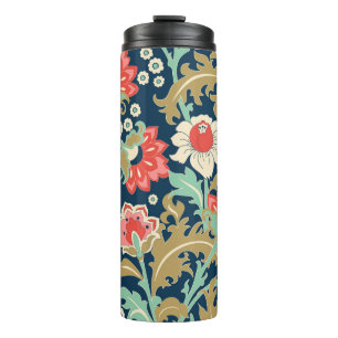 Nahtlose farbenfrohe Blumenmuster im Volksstil Thermosbecher