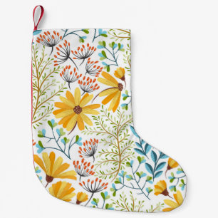 Nahtlose farbenfrohe Blumenmuster. Kleiner Weihnachtsstrumpf