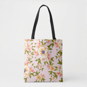 Nahtlose farbenfrohe Blumenmuster Tote Beutel Tasche