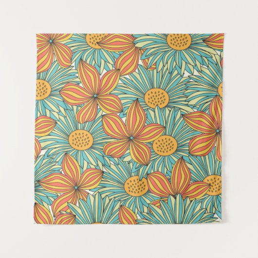 Nahtlose farbenfrohe Blumenmuster Wandteppich (Vorderseite)