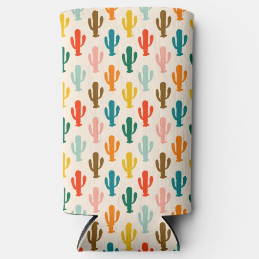 Nahtlose farbenfrohe Kakteen Cooler Selters Dosenkühler (Vorderseite)