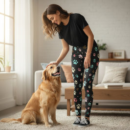 Nahtlose farbenfrohe kleine Hundebahnen Leggings