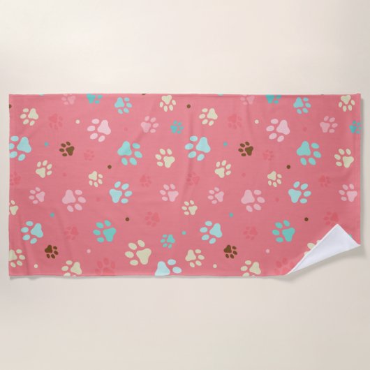 Nahtlose farbenfrohe kleine Hundebahnen Strandtuch (Vorderseite)