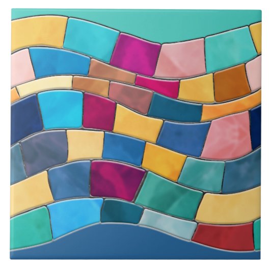Nahtlose farbenfrohe Mosaikwelle Fliese (Vorderseite)