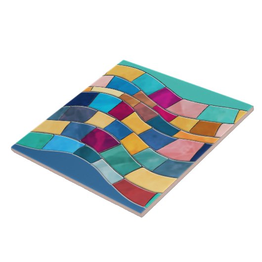 Nahtlose farbenfrohe Mosaikwelle Fliese (Seite)