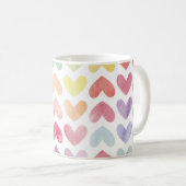 Nahtlose farbenfrohe Wasserfarbe bemalten Herzen p Kaffeetasse (VorderseiteRechts)