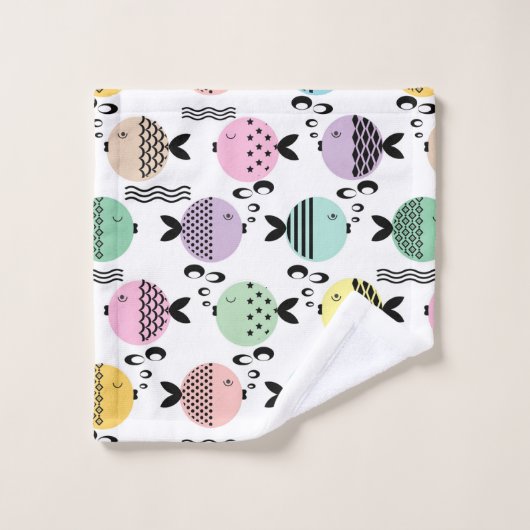 Nahtlose Fische abstrakte Skandinavien Badhandtuch Set (Waschlappen)