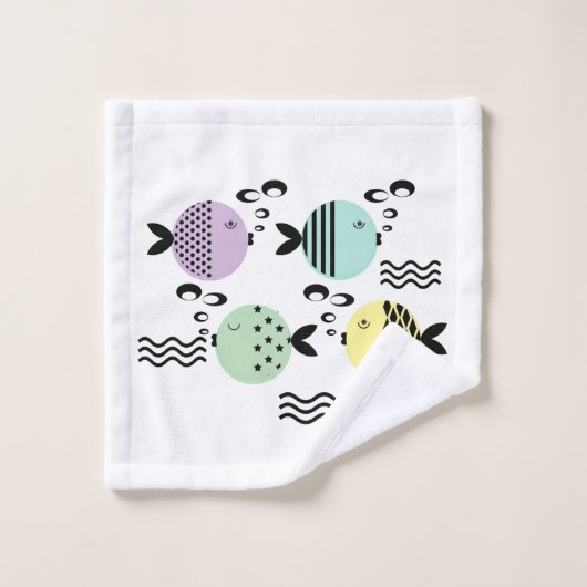Nahtlose Fische abstrakte Skandinavien Badhandtuch Set (Waschlappen)