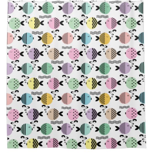 Nahtlose Fische abstrakte Skandinavien Duschvorhang (Vorderseite)