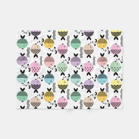 Nahtlose Fische abstrakte Skandinavien Fleecedecke (Vorderseite (Horizontal))