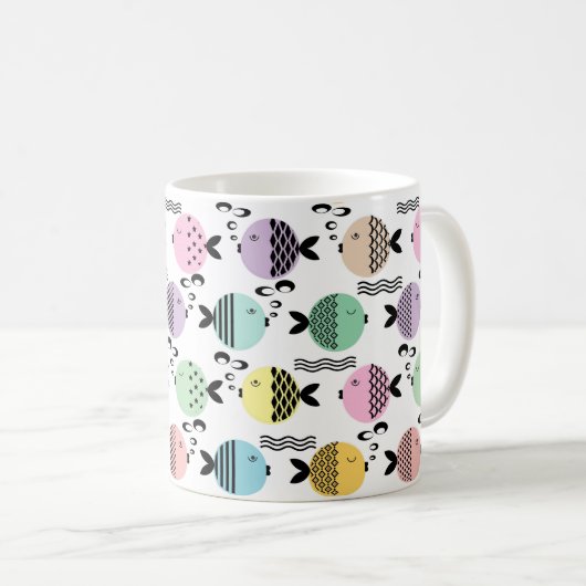 Nahtlose Fische abstrakte Skandinavien Kaffeetasse (VorderseiteRechts)