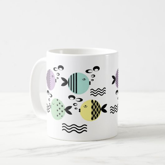 Nahtlose Fische abstrakte Skandinavien Kaffeetasse (Vorderseite Links)