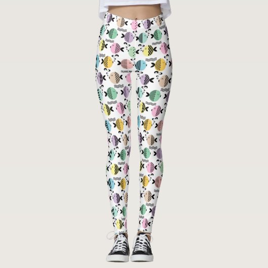 Nahtlose Fische abstrakte Skandinavien Leggings (Vorderseite)