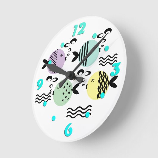 Nahtlose Fische abstrakte Skandinavien Runde Wanduhr (Winkel)