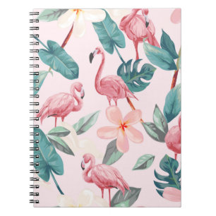 nahtlose Flamingos und tropische Blume Notizblock